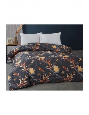 ÇİFT KİŞİLİK BASKILI RANFORCE NEVRESİM SETİ ANTRASİT ÇİÇEKLİ 8696474231517